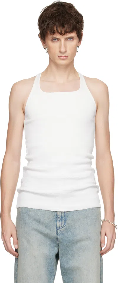 Matieres Feacales White Cross Seam Knit Tank Top