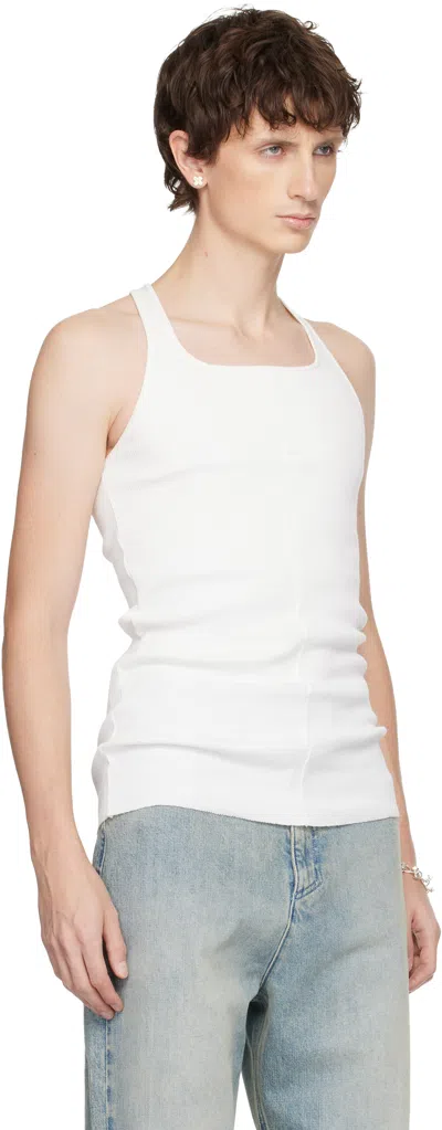 Matieres Feacales White Cross Seam Knit Tank Top