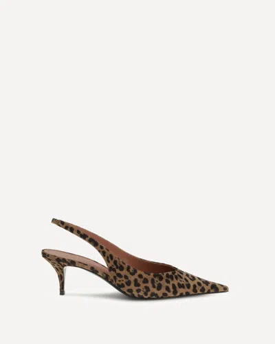 Amina Muaddi Multicolor Calf Leather Bos Taurus Platform Pumps In Brown