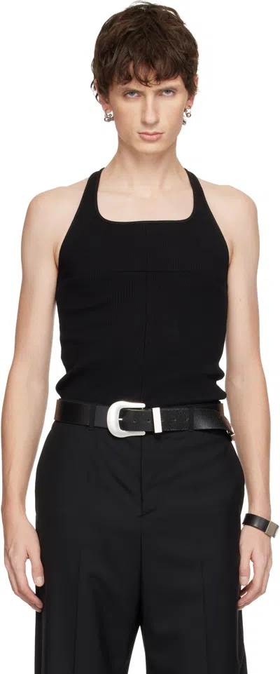 Matieres Feacales Black Cross Seam Knit Tank Top