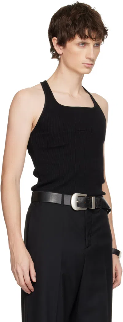 Matieres Feacales Black Cross Seam Knit Tank Top