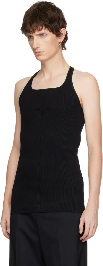Matieres Feacales Black Cross Seam Knit Tank Top