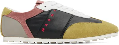 Marni Multicolor Leather Sneakers Suede Panels In Multi