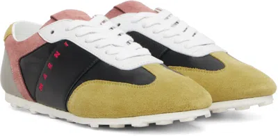 Marni Multicolor Leather Sneakers Suede Panels In Multi