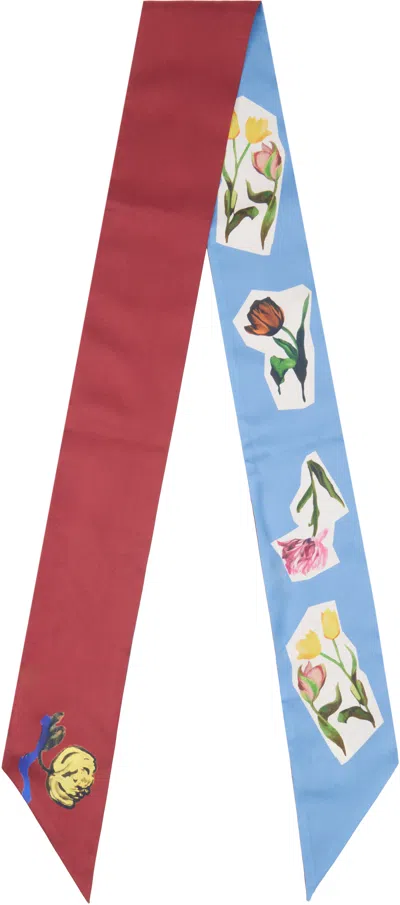 Marni Womens Fcr35 Floral Collage-print Silk Scarf In Red