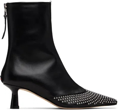Aeyde Black Sila Mini Stud Leather Boots In Black