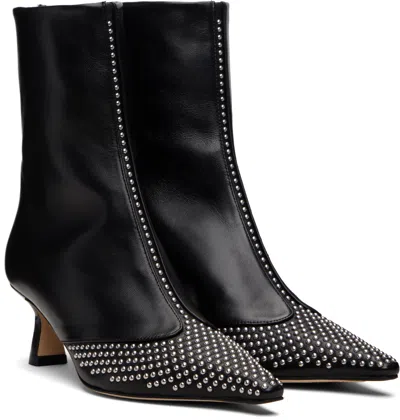 Aeyde Black Sila Mini Stud Leather Boots In Black