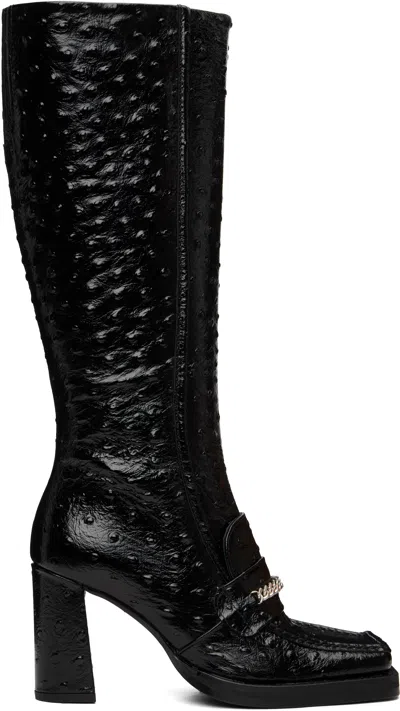 Martine Rose Black Square Toe Heel Tall Boots In Multi