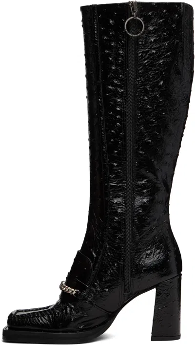 Martine Rose Black Square Toe Heel Tall Boots In Multi