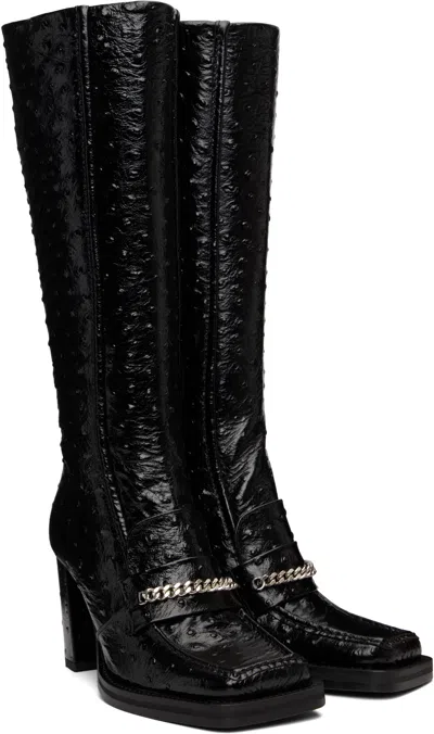 Martine Rose Black Square Toe Heel Tall Boots In Multi