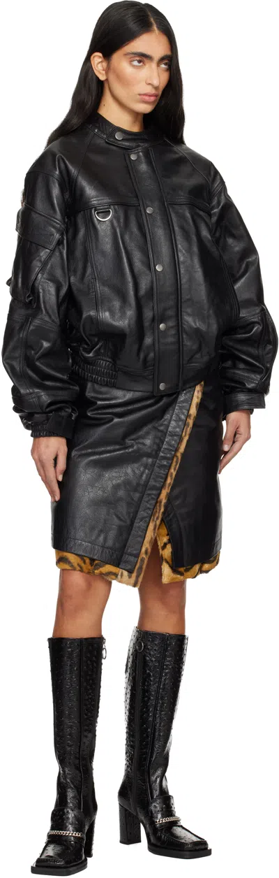 Martine Rose Black Square Toe Heel Tall Boots In Multi