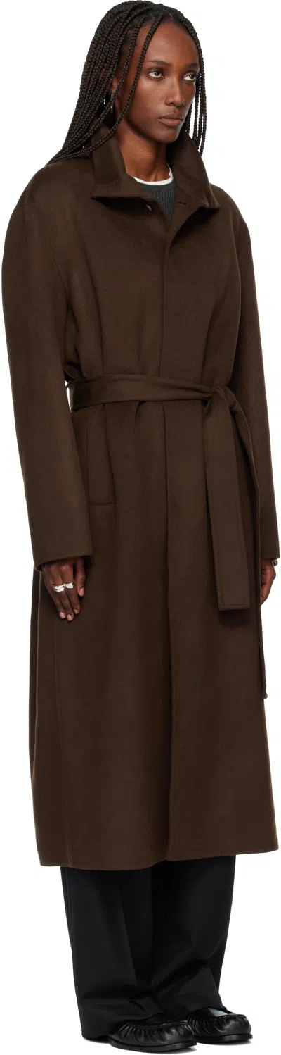 Tonywack Brown Hand-made Wool Cashmere Stand-collar Coat In Brown