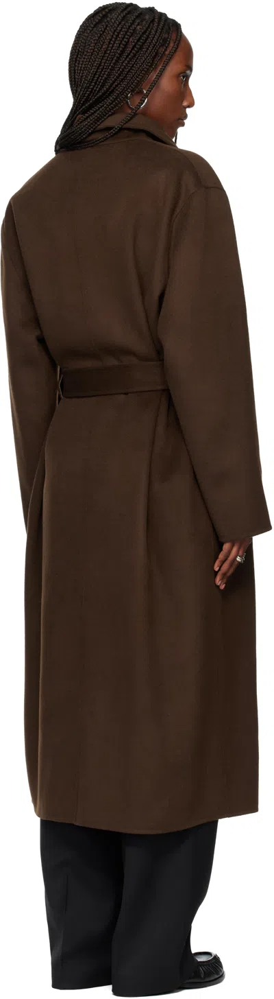 Tonywack Brown Hand-made Wool Cashmere Stand-collar Coat In Brown