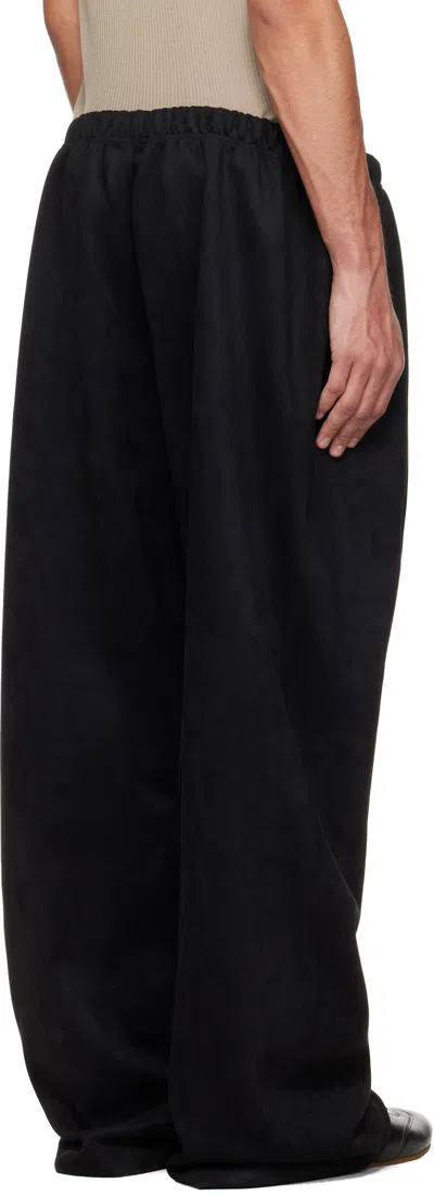 Essentials Black Holiday Flare Faux-suede Sweatpants In Black