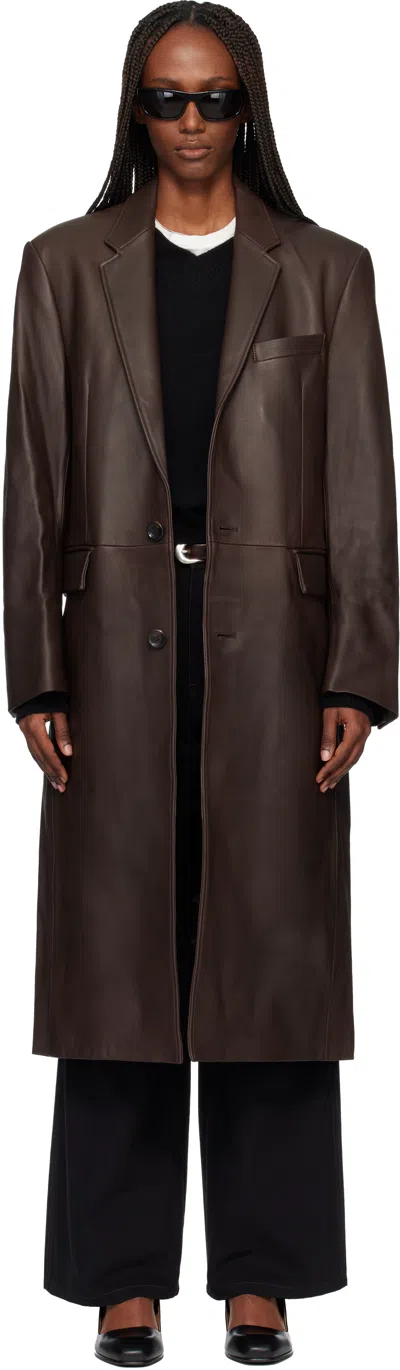 Tonywack Brown Naked Single Lamb Leather Coat In Brown