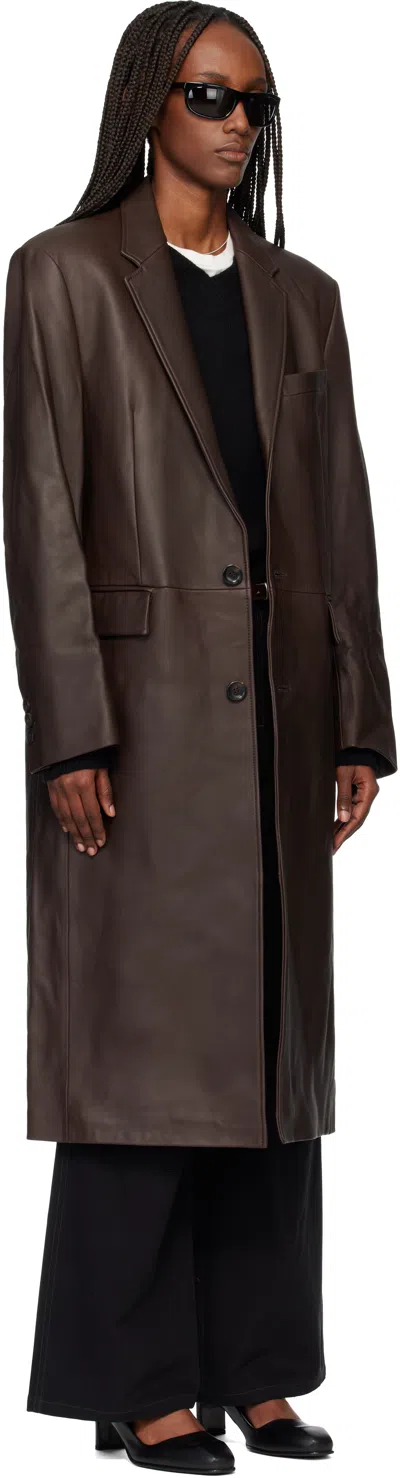 Tonywack Brown Naked Single Lamb Leather Coat In Brown