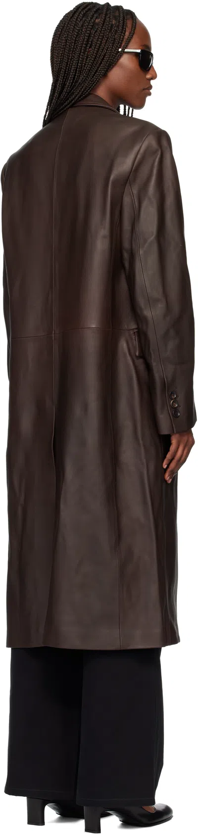 Tonywack Brown Naked Single Lamb Leather Coat In Brown