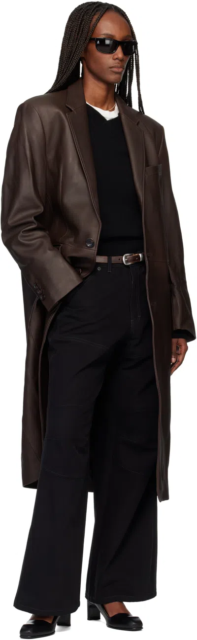 Tonywack Brown Naked Single Lamb Leather Coat In Brown