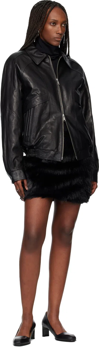 Tonywack Black Faux-fur Miniskirt In Black