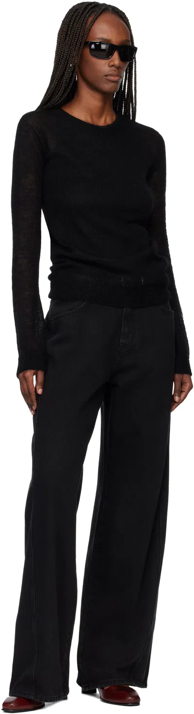 Tonywack Black Light Weight Mohair Sweater In Black