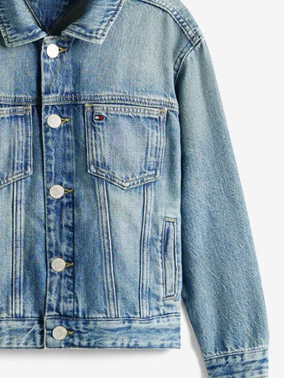 Tommy Hilfiger Boys Denim Flag Trucker Jacket In Blue