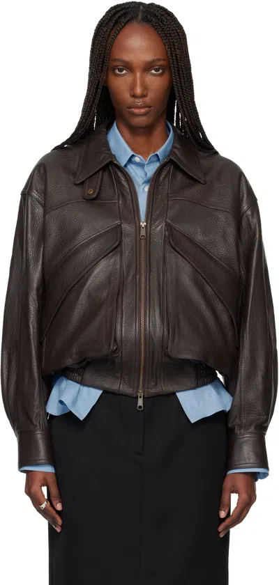 Tonywack Brown Lamb Leather Bomber Jacket In Brown
