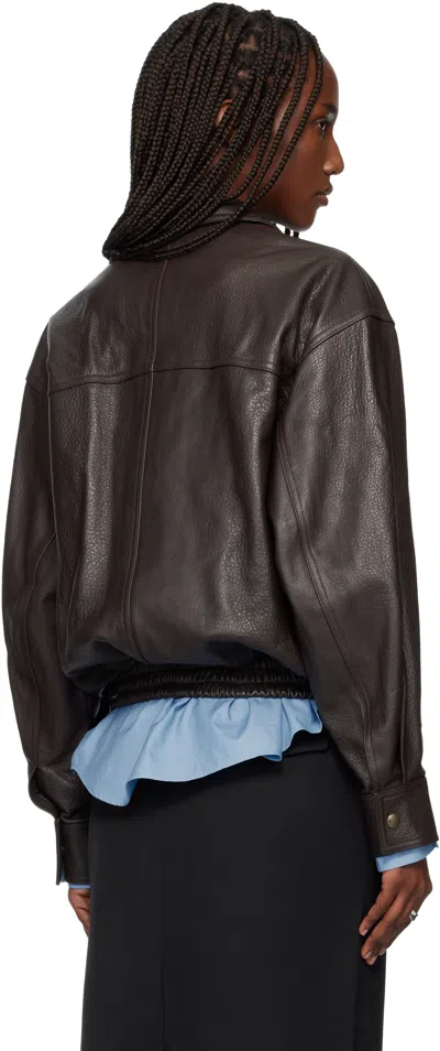 Tonywack Brown Lamb Leather Bomber Jacket In Brown