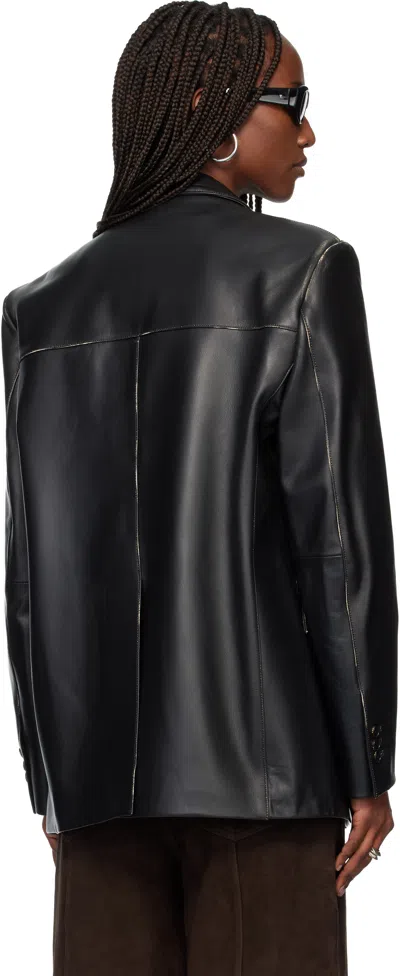 Tonywack Black Nappa Leather Distressed Tailored Jacket In Black