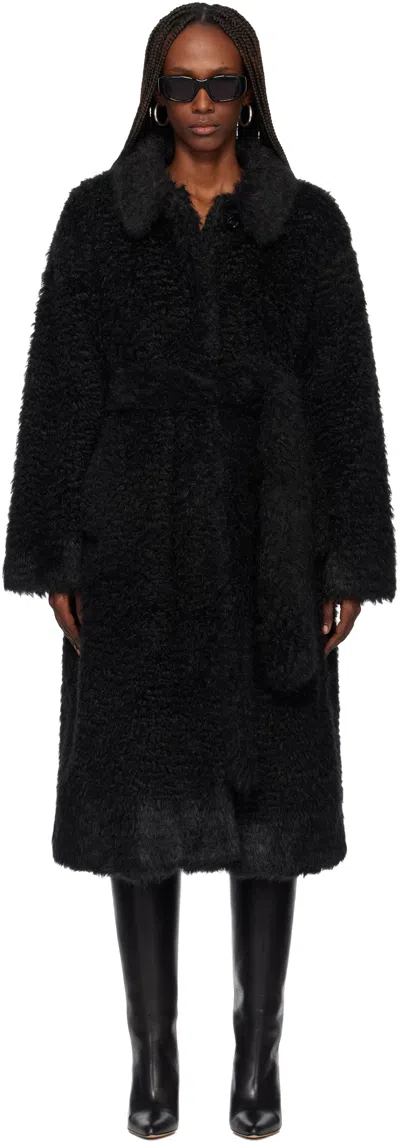 Tonywack Black Oversized Faux-fur Coat In Black
