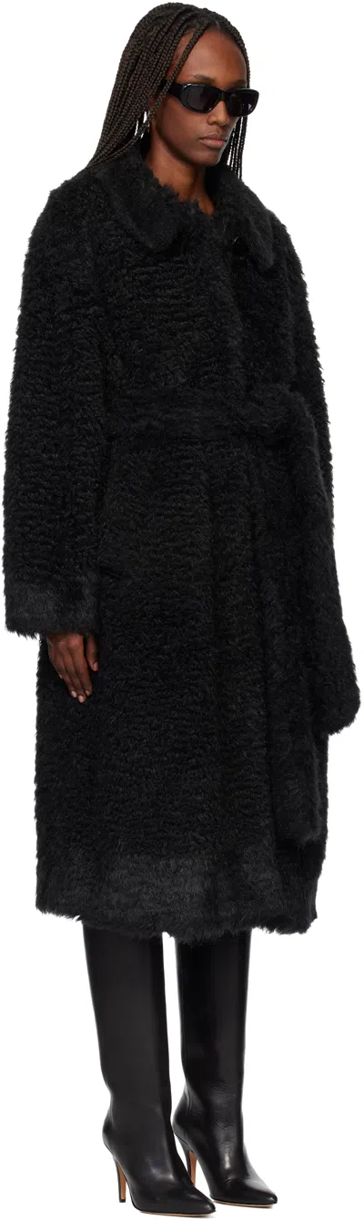 Tonywack Black Oversized Faux-fur Coat In Black