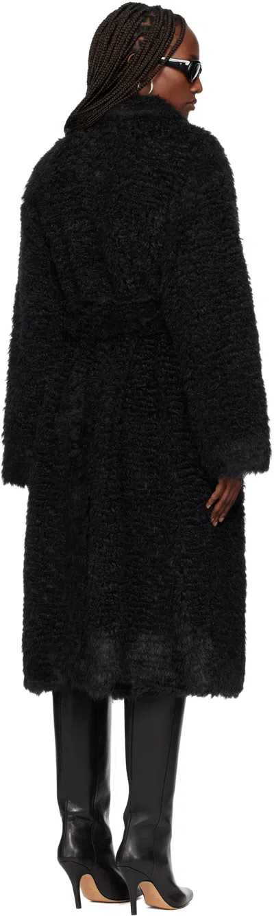 Tonywack Black Oversized Faux-fur Coat In Black