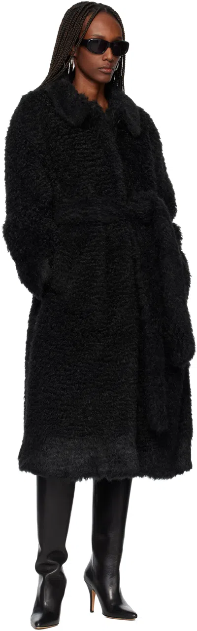 Tonywack Black Oversized Faux-fur Coat In Black