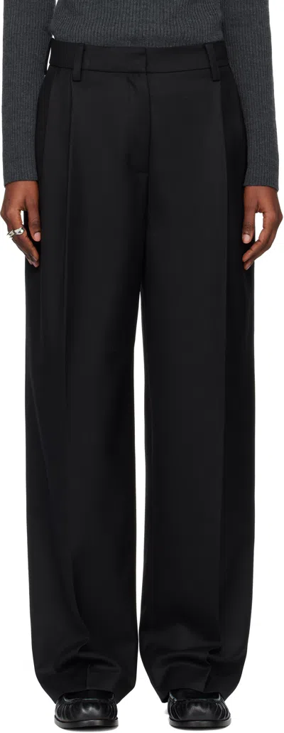 Tonywack Black Pleated Wool Tailored Trousers In Multi