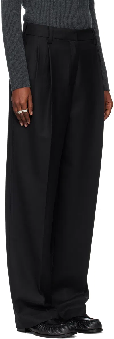 Tonywack Black Pleated Wool Tailored Trousers In Multi