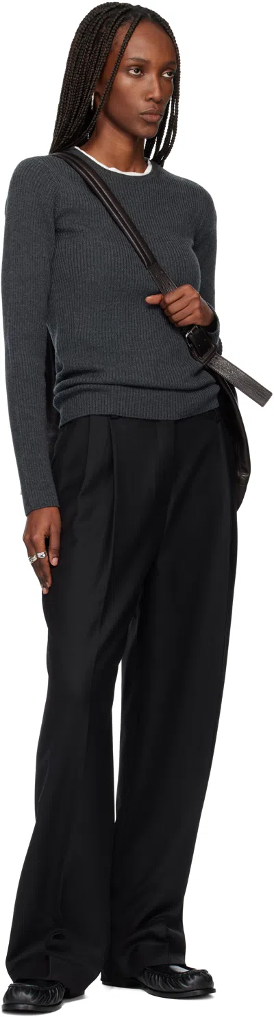 Tonywack Black Pleated Wool Tailored Trousers In Multi