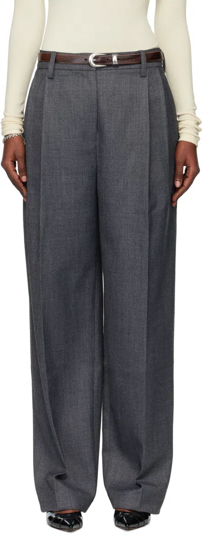 Tonywack Gray Pleated Wool Tailored Trousers In Animal Print