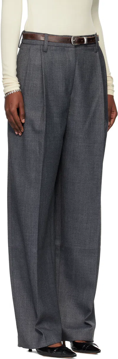 Tonywack Gray Pleated Wool Tailored Trousers In Animal Print