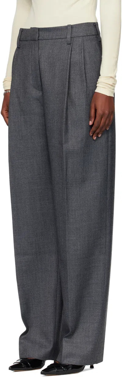 Tonywack Gray Pleated Wool Tailored Trousers In Animal Print
