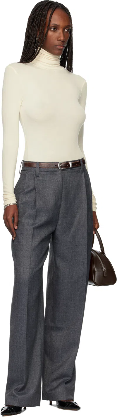 Tonywack Gray Pleated Wool Tailored Trousers In Animal Print