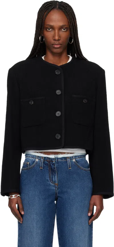 Tonywack Black Tweed Cropped Wool Jacket In Black