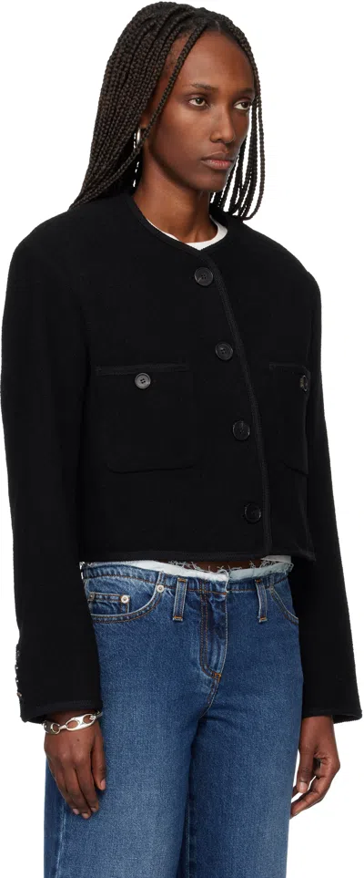 Tonywack Black Tweed Cropped Wool Jacket In Black