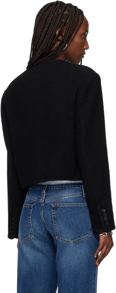 Tonywack Black Tweed Cropped Wool Jacket In Black