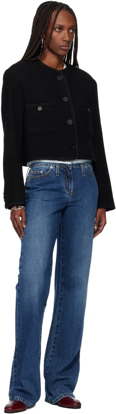 Tonywack Black Tweed Cropped Wool Jacket In Black