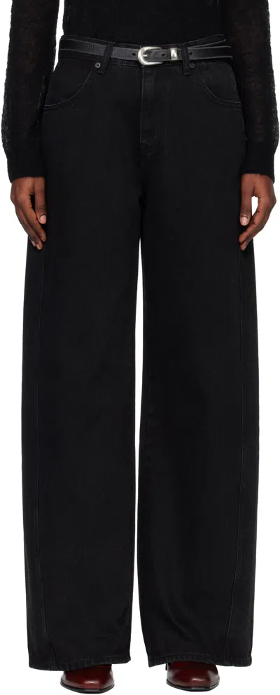 Tonywack Black Wide-leg Cotton Work Trousers In Multi