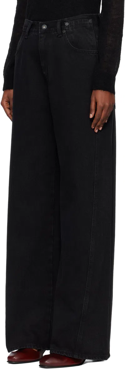 Tonywack Black Wide-leg Cotton Work Trousers In Multi