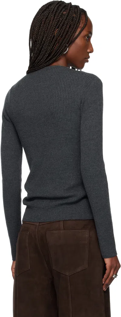 Tonywack Gray Super Fine Wool Ribbed Sweater In Gray