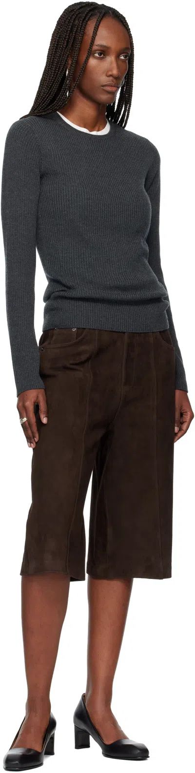 Tonywack Gray Super Fine Wool Ribbed Sweater In Gray