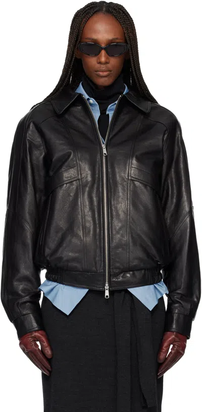 Tonywack Black Vegetable Tanned Lamb Leather Zip Jacket In Black