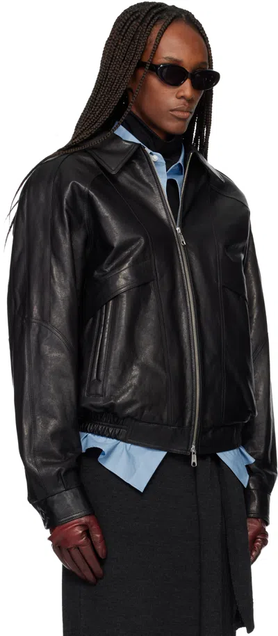 Tonywack Black Vegetable Tanned Lamb Leather Zip Jacket In Black