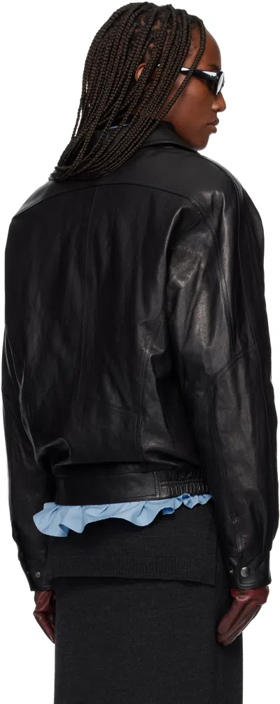 Tonywack Black Vegetable Tanned Lamb Leather Zip Jacket In Black